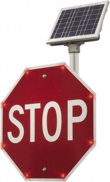 TAPCO - "Stop", 24" Wide x 24" High, Aluminum Stop & Yield Signs - 0.08" Thick, Red/White, Diamond Grade Reflectivity, Octagon, Post Mount - Exact Industrial Supply