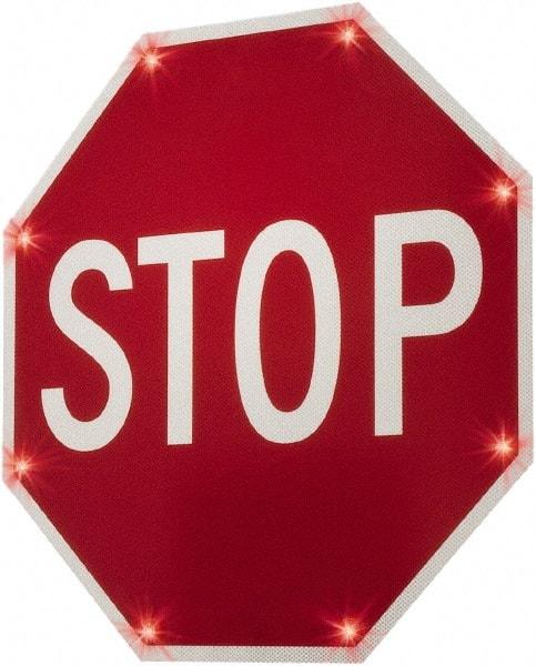 TAPCO - "Stop", 36" Wide x 36" High, Aluminum Stop & Yield Signs - 0.08" Thick, Red/White, Diamond Grade Reflectivity, Octagon, Post Mount - Exact Industrial Supply
