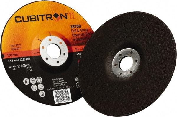 3M - 36 Grit, 6" Wheel Diam, 1/8" Wheel Thickness, 7/8" Arbor Hole, Type 27 Depressed Center Wheel - Ceramic, 10,200 Max RPM - Exact Industrial Supply