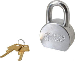 American Lock - 1-1/16" Shackle Clearance, Keyed Different A700 Padlock - 7/16" Shackle Diam, Steel, with Satin Chrome, Triple Plated Finish - Exact Industrial Supply