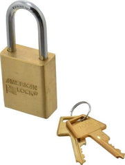 American Lock - 1-1/2" Shackle Clearance, Keyed Different A5531 Padlock - 1/4" Shackle Diam, Steel & Brass, with Solid Extruded Brass Finish - Exact Industrial Supply
