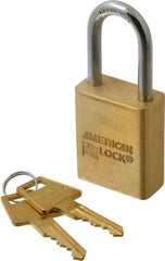 American Lock - 1-1/2" Shackle Clearance, Keyed Alike A5531 Padlock - 1/4" Shackle Diam, Steel & Brass, with Solid Extruded Brass Finish - Exact Industrial Supply