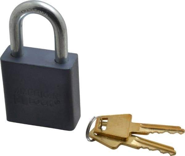 American Lock - 1-1/8" Shackle Clearance, Keyed Different A10 Padlock - 5/16" Shackle Diam, Aluminum, with Solid Aluminum Finish - Exact Industrial Supply
