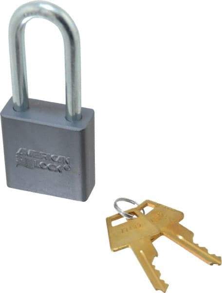 American Lock - 2" Shackle Clearance, Keyed Different A11 Padlock - 5/16" Shackle Diam, Aluminum, with Solid Aluminum Finish - Exact Industrial Supply