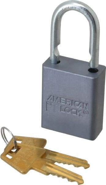 American Lock - 1" Shackle Clearance, Keyed Different A30 Padlock - 1/4" Shackle Diam, Aluminum, with Solid Aluminum Finish - Exact Industrial Supply