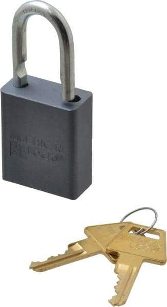 American Lock - 1" Shackle Clearance, Keyed Alike A30 Padlock - 1/4" Shackle Diam, Aluminum, with Solid Aluminum Finish - Exact Industrial Supply