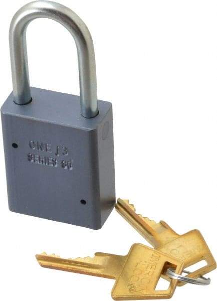 American Lock - 1-1/2" Shackle Clearance, Keyed Alike A31 Padlock - 1/4" Shackle Diam, Aluminum, with Solid Aluminum Finish - Exact Industrial Supply