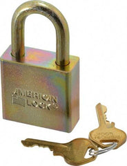 American Lock - 1-1/8" Shackle Clearance, Keyed Alike A5200GLN Padlock - 5/16" Shackle Diam, Steel, with Solid Steel Finish - Exact Industrial Supply
