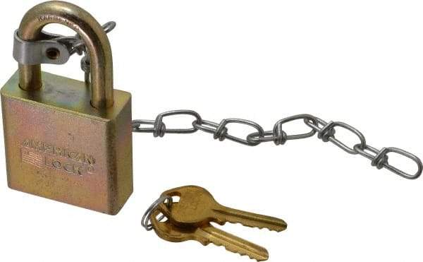 American Lock - 1-1/8" Shackle Clearance, Keyed Different A5200GLWN Padlock - 5/16" Shackle Diam, Steel, with Solid Steel Finish - Exact Industrial Supply