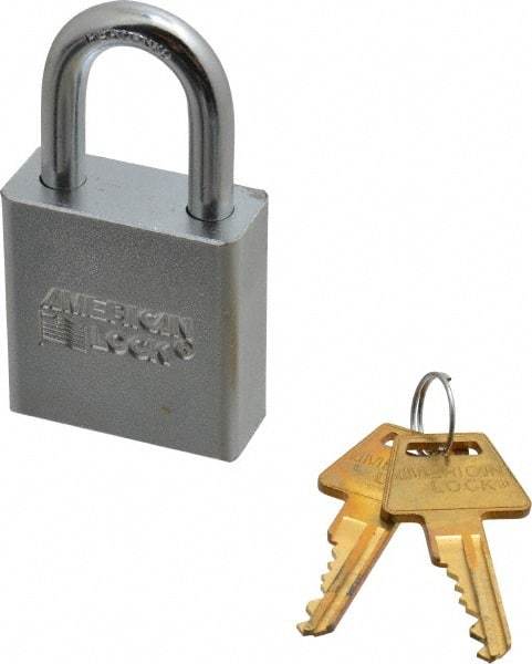 American Lock - 1-1/8" Shackle Clearance, Keyed Alike A6200 Padlock - 5/16" Shackle Diam, Steel, with Solid Steel Finish - Exact Industrial Supply