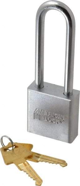 American Lock - 3" Shackle Clearance, Keyed Alike A6202 Padlock - 5/16" Shackle Diam, Steel, with Solid Steel Finish - Exact Industrial Supply