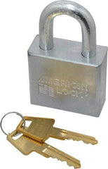 American Lock - 1-1/8" Shackle Clearance, Keyed Alike A50 Padlock - 3/8" Shackle Diam, Steel, with Solid Steel Finish - Exact Industrial Supply