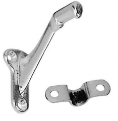 National Mfg. - Bright Brass Coated, Handrail Bracket - 2-1/4" Long, 2-29/32" High, 1-23/64" Wide - Exact Industrial Supply