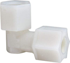 Made in USA - 3/8" Tube OD, Nylon Plastic Compression Tube Female Elbow - 3/8 NPT Pipe, 220°F Max, Plastic Grip - Exact Industrial Supply