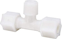Made in USA - 3/8" Tube OD, Nylon Plastic Compression Tube Male Branch Tee - 3/8 NPT Pipe, 220°F Max, Plastic Grip - Exact Industrial Supply