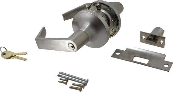 Yale - Grade 1 Entrance Lever Lockset - 2-3/4" Back Set, 6 Pin Para Keyway Cylinder, US26D/Satin Chrome Plated Finish - Exact Industrial Supply