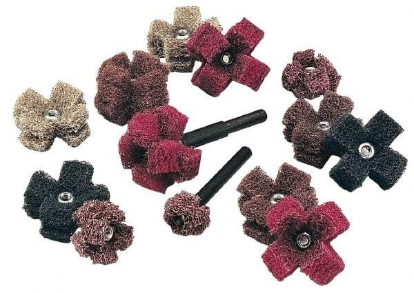 Standard Abrasives - 1-1/2" Diam Medium Density Cross Buff - 2 Plys, 8-32 Thread, Coarse Grade, 20,000 Max RPM - Exact Industrial Supply