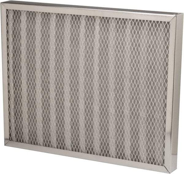 Made in USA - 16" Noml Height x 20" Noml Width x 2" Noml Depth, 76% Capture Efficiency, Permanent Air Filter - MERV 7, Aluminum Cloth & Mesh, Integrated Aluminum Frame, 300 Max FPM, 1,000 CFM, For Any Unit - Exact Industrial Supply