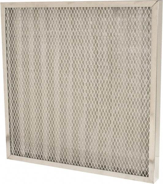 Made in USA - 20" Noml Height x 20" Noml Width x 2" Noml Depth, 76% Capture Efficiency, Permanent Air Filter - MERV 7, Aluminum Cloth & Mesh, Integrated Aluminum Frame, 300 Max FPM, 800 CFM, For Any Unit - Exact Industrial Supply