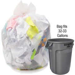 33 gal, .90 mil, Natural, 33″ × 39″ - Case of 150, Revolution Bag Hercules Recycled Low Density Can liners - Exact Industrial Supply