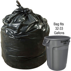 33 gal, .90 mil, Black, 33″ × 39″ Revolution Bag Hercules Recycled Low Density Can Liners - Case of 150 - Exact Industrial Supply