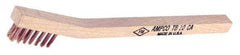 Ampco - 3 Rows x 7 Columns Bronze Toothbrush Style Scratch Brush - 7-7/8" OAL, 1/2" Trim Length, Wood Toothbrush Handle - Exact Industrial Supply