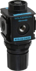 Wilkerson - 1/2 NPT Port, Zinc Common-P1 Regulator - 3 to 60 psi Range, 300 Max psi Supply Pressure, 1/4" Gauge Port Thread, 2.36" Wide x 5.4" High - Exact Industrial Supply