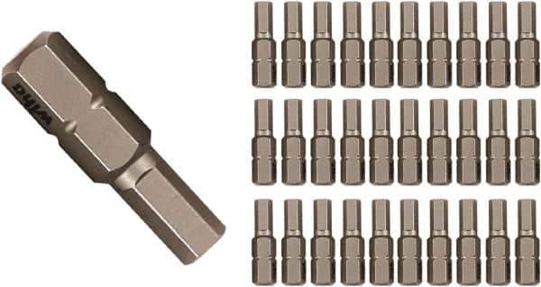 Wiha - 9/64" Hex Screwdriver Bit - 1/4" Drive, 25mm OAL - Exact Industrial Supply