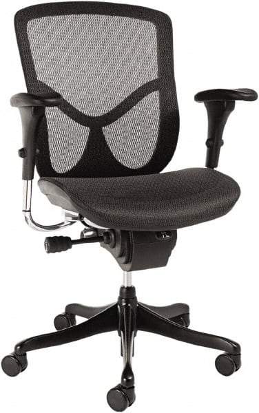 ALERA - 42-3/8" High Ergonomic Multifunction Chair - 28" Wide x 29-1/8" Deep, Breathable-A-Grade Black Mesh Seat, Black - Exact Industrial Supply