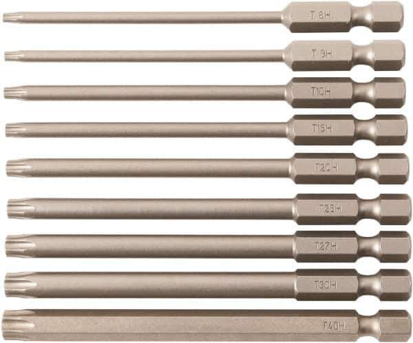 Wiha - 9 Piece, Bit Set - 1/4" Hex Drive, Torx Point - Exact Industrial Supply