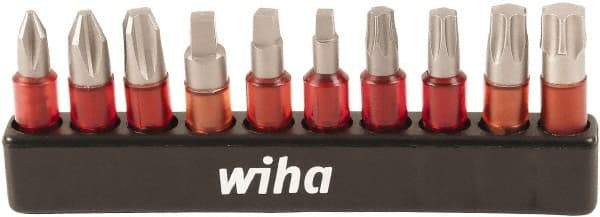 Wiha - Bit Set - #1 to #3, 1/4" Drive, Phillips, Square, Torx Point - Exact Industrial Supply