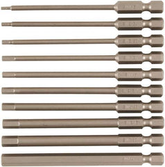 Wiha - 10 Piece, Tamperproof Hex Bit Set - 5/64 to 1/4" Hex, 1/4" Drive, Hex Security Point - Exact Industrial Supply