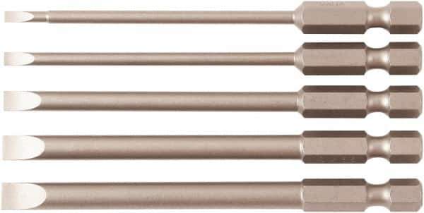 Wiha - 5 Piece, Bit Set - 1/4" Drive, Slotted Point - Exact Industrial Supply