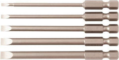 Wiha - 5 Piece, Bit Set - 1/4" Drive, Slotted Point - Exact Industrial Supply