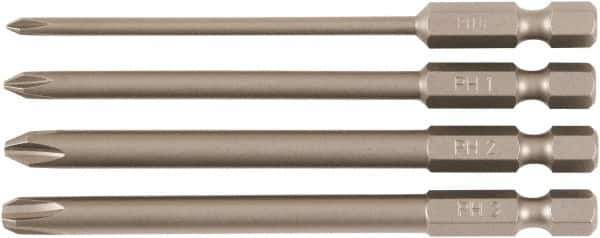 Wiha - 4 Piece, Bit Set - 1/4" Drive, Phillips Point - Exact Industrial Supply