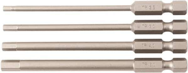 Wiha - 4 Piece, Bit Set - 1/4" Drive, Hex Point - Exact Industrial Supply