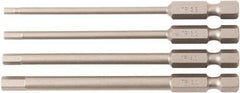 Wiha - 4 Piece, Bit Set - 1/4" Drive, Hex Point - Exact Industrial Supply