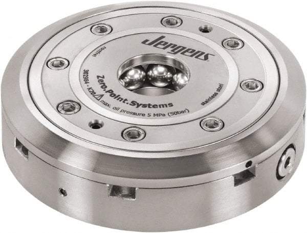 Jergens - ZPS Pneumatic CNC Quick Change Clamping Module - 1 Module Center, M32 Top Mount, 55 kN Retention Force, 8 bar (116 Lb/Sq In) Unlocking Pressure, 0.005mm Repeatability - Exact Industrial Supply