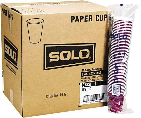 Solo - Bistro Design Hot Drink Cups, Paper, 12 oz, 50/Bag, 20 Bags/Carton - Maroon - Exact Industrial Supply