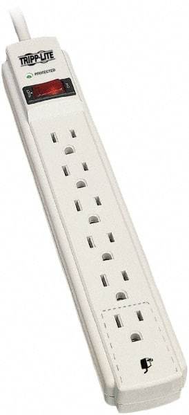 Tripp-Lite - 6 Outlets, 120 VAC15 Amps, 8' Cord, Power Outlet Strip - Floor, Keyhole Mount, 5-15 NEMA Configuration, 10.85" Strip - Exact Industrial Supply