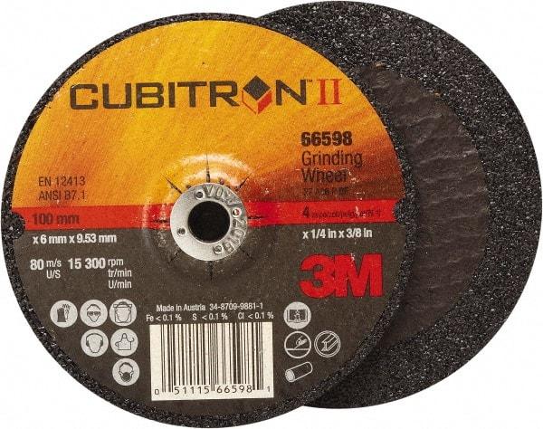 3M - 7" Wheel Diam, 7/8" Arbor Hole, Type 27 Depressed Center Wheel - Medium Grade, Ceramic, 8,500 Max RPM - Exact Industrial Supply