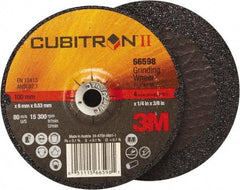 3M - 7" Wheel Diam, 7/8" Arbor Hole, Type 27 Depressed Center Wheel - Medium Grade, Ceramic, 8,500 Max RPM - Exact Industrial Supply