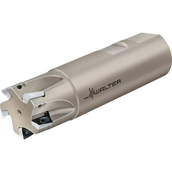 Walter - 5/8" Cut Diam, 0.394" Max Depth of Cut, 5/8" Shank Diam, 7" OAL, Indexable Square Shoulder End Mill - Multiple Insert Styles, Cylindrical Shank, 90° Lead Angle, Through Coolant, Series Xtra-tec - Exact Industrial Supply