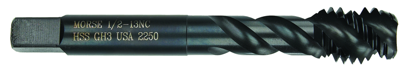 3/8-16 Dia. - H11 - HSS - Nitride & Steam Oxide - +.005 Oversize Spiral Flute Tap - Exact Industrial Supply