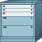 Bench-Standard Cabinet - 5 Drawers - 30 x 28-1/4 x 33-1/4" - Multiple Drawer Access - Exact Industrial Supply