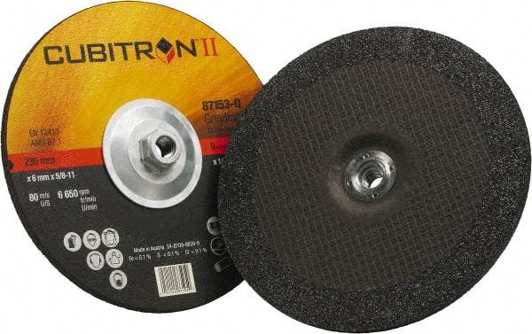 3M - 36 Grit, 9" Wheel Diam, 1/4" Wheel Thickness, Type 27 Depressed Center Wheel - Coarse Grade, Ceramic, Resinoid Bond, Q Hardness, 6,650 Max RPM, Compatible with Angle Grinder - Exact Industrial Supply