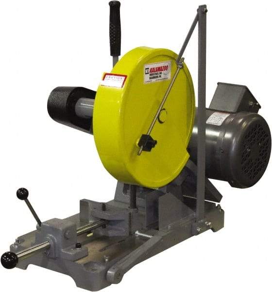 Kalamazoo - 10" Blade Diam, 5/8" Arbor Hole, Straight Chop & Cutoff Saw - 3,450 RPM, 3 hp, 220/440 Volts, 1 or 3 Phase - Exact Industrial Supply