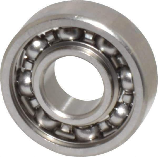 Value Collection - 3/32" Bore Diam, 5/16" OD, Open Miniature Radial Ball Bearing - 7/64" Wide, 1 Row, Round Bore, 40 Lb Static Capacity, 124 Lb Dynamic Capacity - Exact Industrial Supply