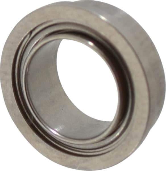 Value Collection - 1/4" Bore Diam, 3/8" OD, Double Shield Miniature Radial Ball Bearing - 1/8" Wide, With Flange, 1 Row, Round Bore, 33 Lb Static Capacity, 84 Lb Dynamic Capacity - Exact Industrial Supply