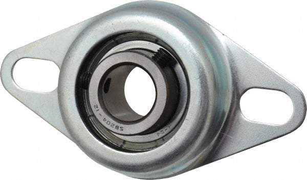 Value Collection - 3/4" ID, 1.2205" OAL x 4-1/2" OAH 2-Bolt Flange - 1,650 Lb Static Cap, 2,830 Lb Dyn Cap, 3-3/8" Btw Mnt Hole Ctrs, Stamped Steel Rubber Mount - Exact Industrial Supply